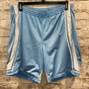 Vintage 2000s Nike Light Blue and White Basketball Shorts